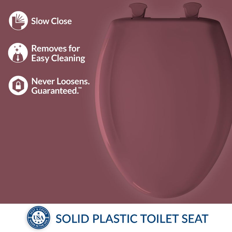 Bemis Classic Colors Slow Close Toilet Seat, Easy Clean Hinges and Durable Plastic Seat, Made in USA, Elongated, Raspberry - Image 2